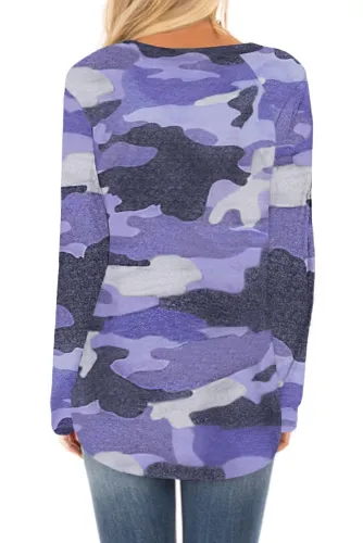Blue Stand For Something Camo Knit Top
