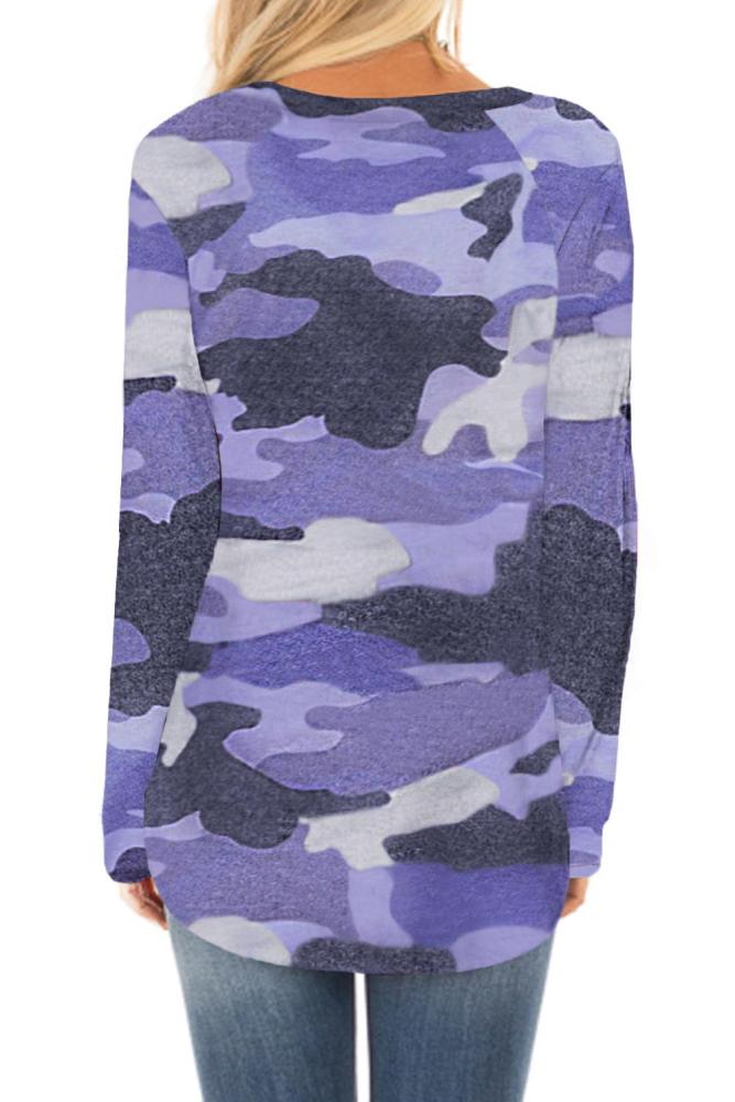 Blue Stand For Something Camo Knit Top