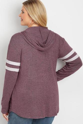 Purple Plus Size Long Sleeve Pullover Hoodie