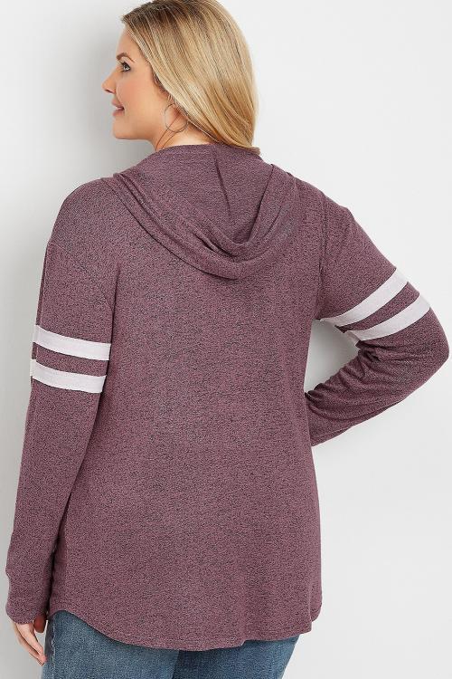 Purple Plus Size Long Sleeve Pullover Hoodie
