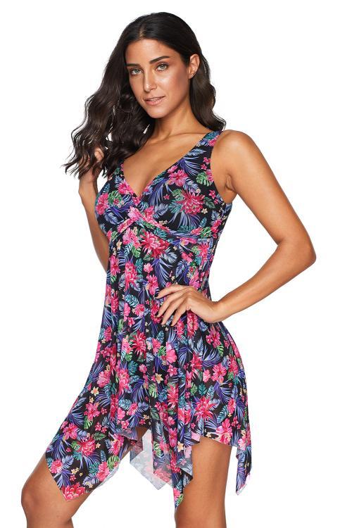 Floral Swimdress One Piece Swimsuit
