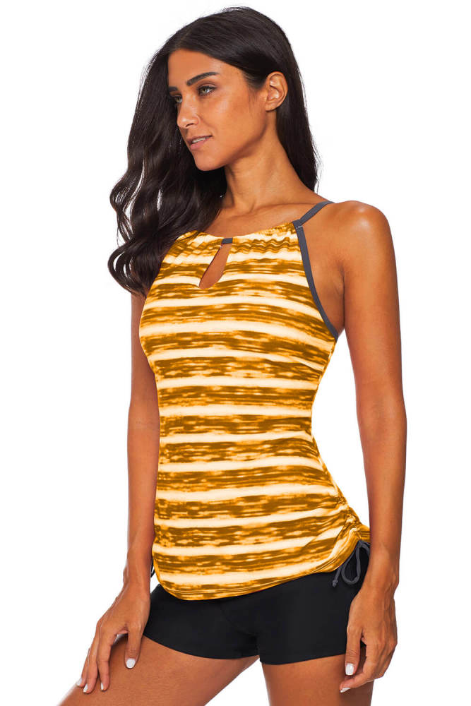 Yellow Print Tankini Swimwear