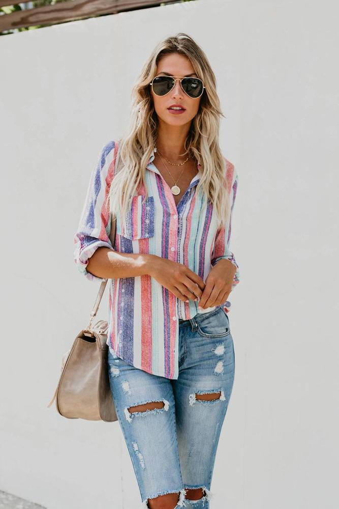White Sweet Enough Striped Button Down Top
