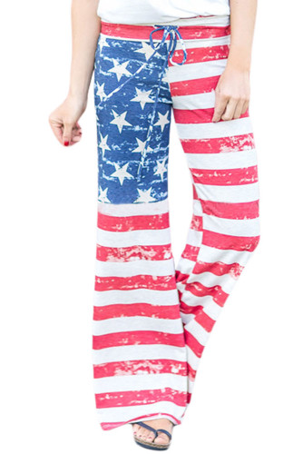 American Flag Terry Wide Leg Pants