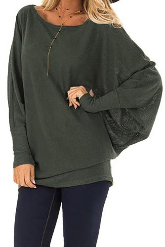 Green Batwing Sleeve Relaxing Fit Top