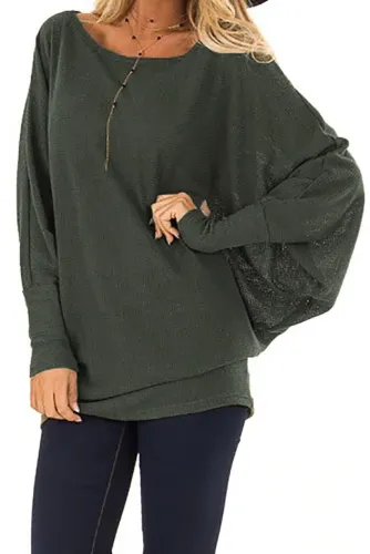 Green Batwing Sleeve Relaxing Fit Top