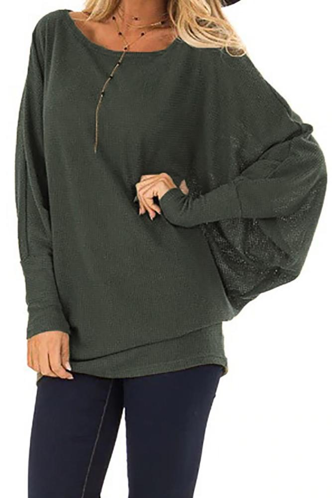 Green Batwing Sleeve Relaxing Fit Top