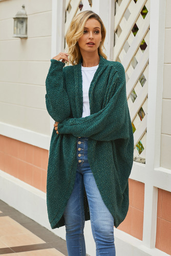 Green Batwing Sleeve Cardigan