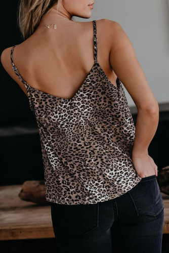 Brown Leopard Lace Cami Tank