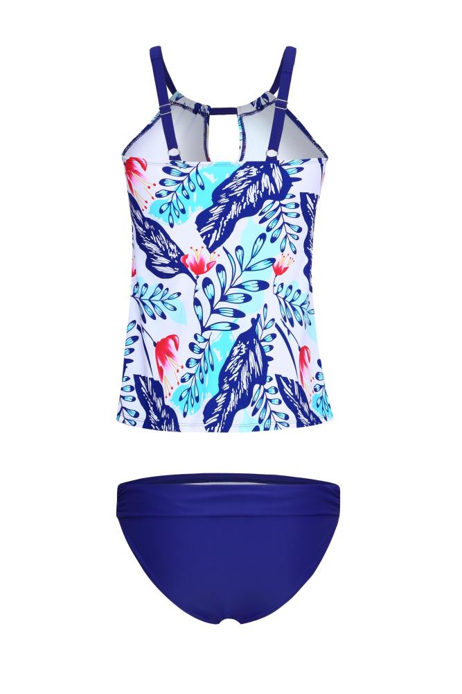 Plant Print 2pcs Tankini Swimsuit