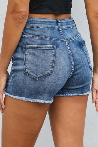 Light Blue Wash Heartbreaker Distressed Denim Shorts