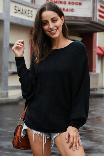 Black Chillaxin’ Dolman Knit Sweater