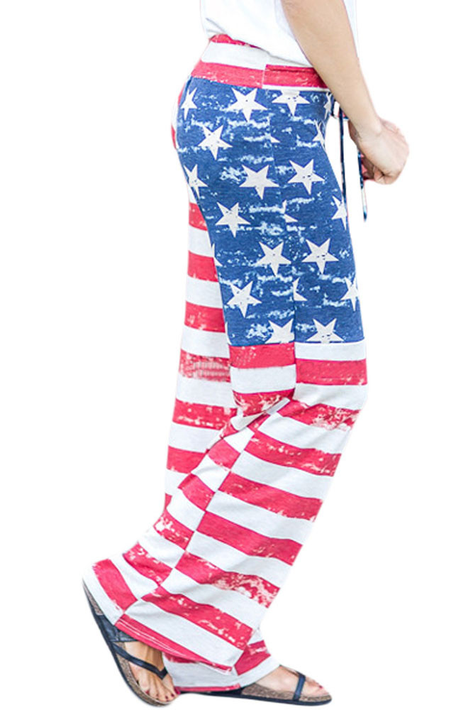 American Flag Terry Wide Leg Pants