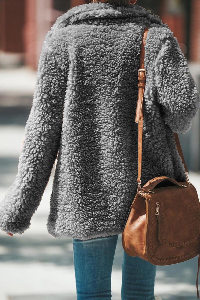 Gray Iconic Pocketed Sherpa Jacket