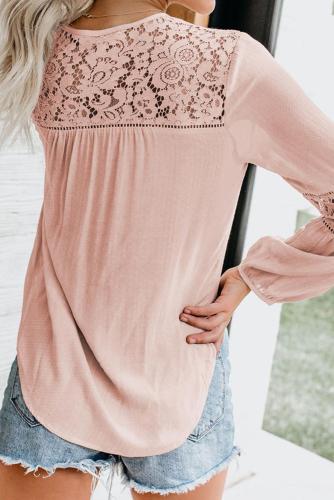 Aprciot Hi-lo Hemline Lace Blouse
