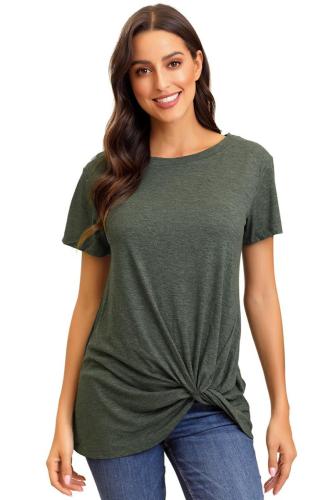 Green Short Sleeve Twist Detail T-shirt