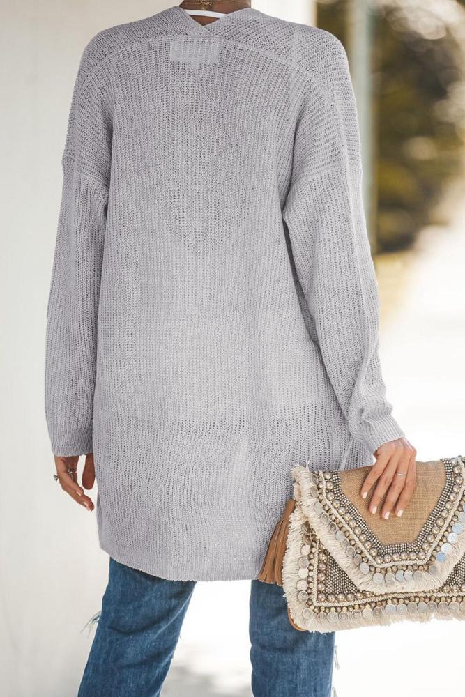 Gray Maribelle Pocketed Cardigan