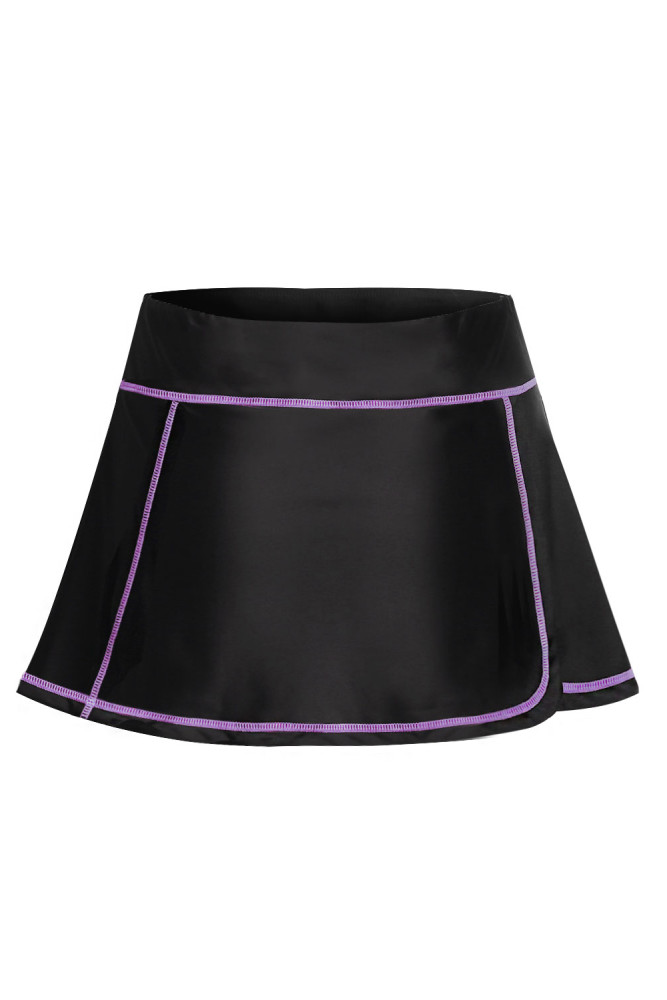 Rose Stitch Trim Black Swim Skirt Bottom