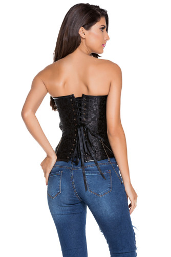 Black Zip Front Steampunk Corset with Thong