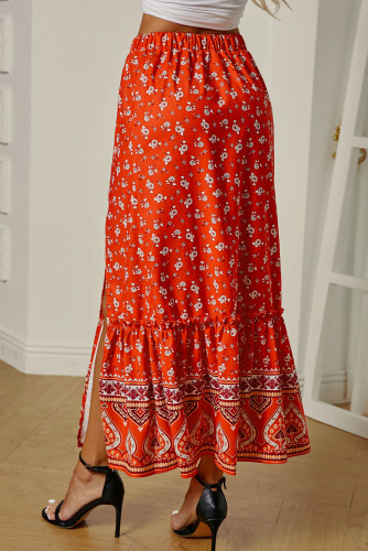 Multicolor Floral Print Maxi Skirt