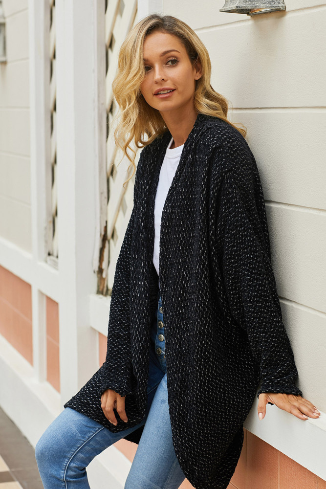 Black Batwing Sleeve Cardigan