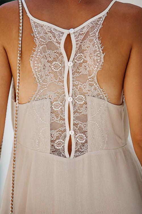 Beige Lace Babydoll Dress