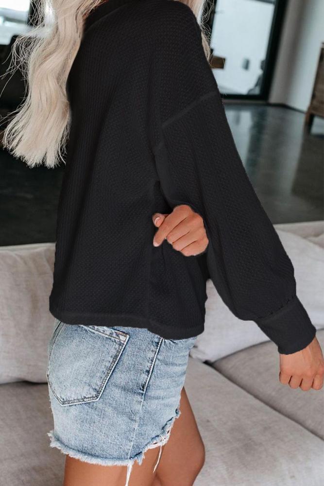 Black The Morning View Thermal Knit Top
