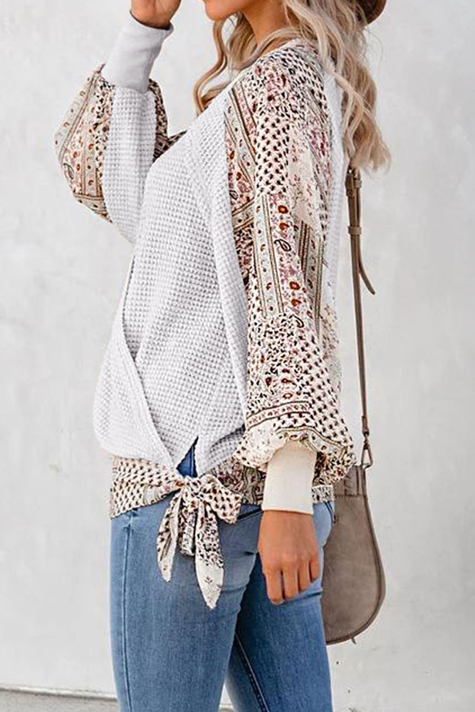 White Contrast Thermal Drape Top