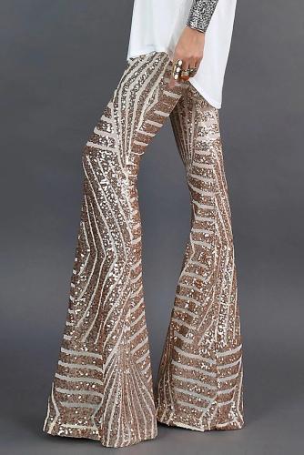 Apricot Sequin Wide Leg Pants