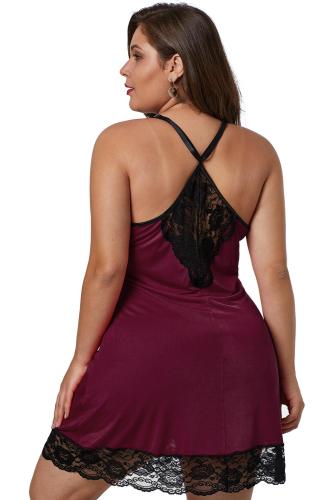 Wine Red Venecia Chemise with Lace Trim
