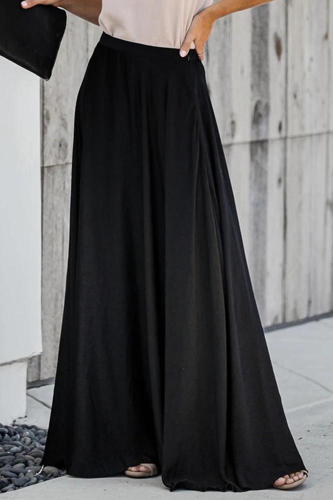 Black Duchess Satin Maxi Skirt