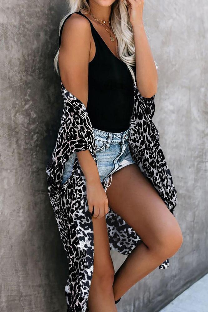 Black Born To Stand Out Leopard Kimono