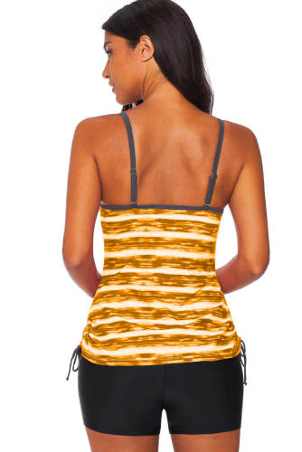 Yellow Print Tankini Swimwear