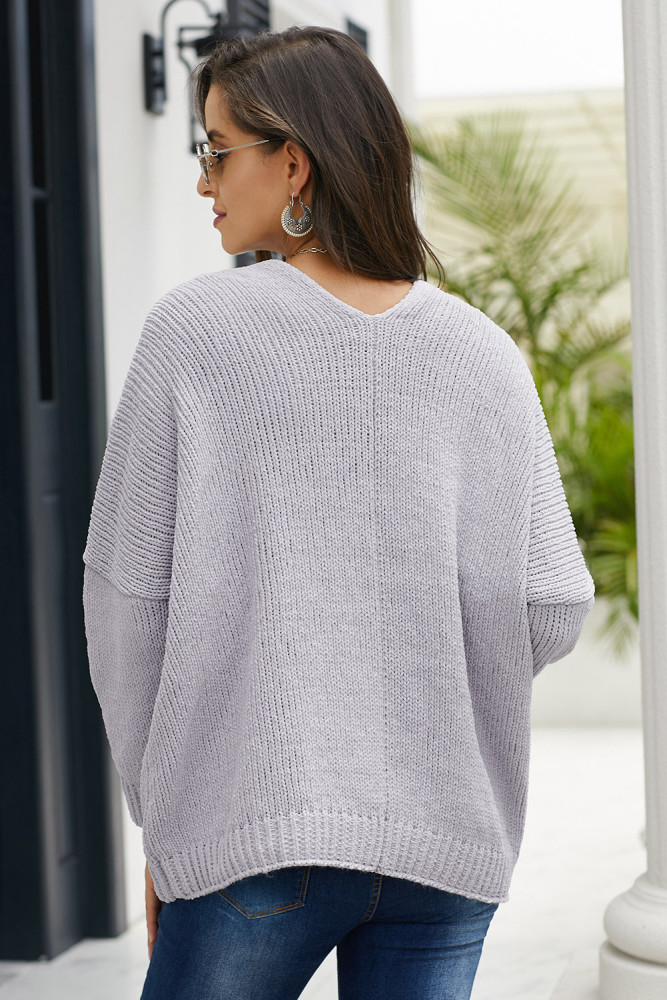 Gray Oversize Button Front Cardigan