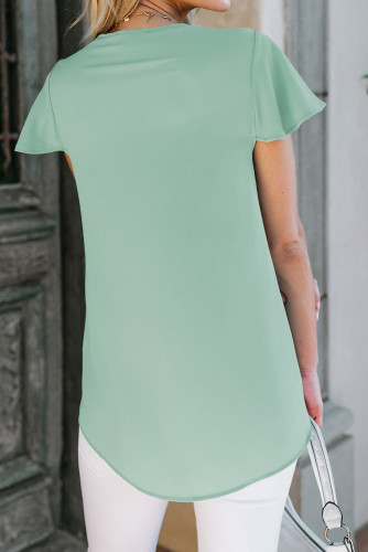 Green V Neck Short Sleeve Tee