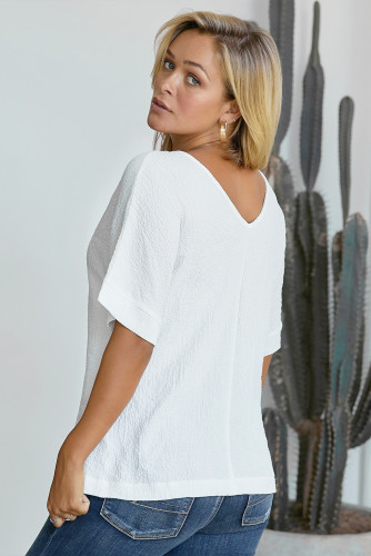 White Soak It Up Cotton Button Down Blouse