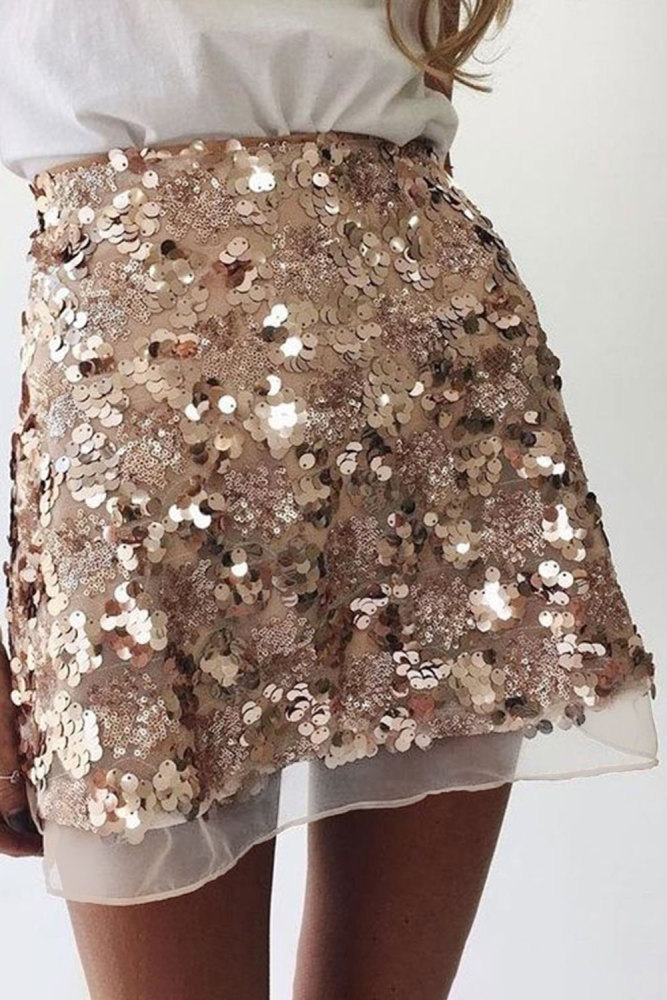 Apricot Bling Bling Shiny Party Skirt