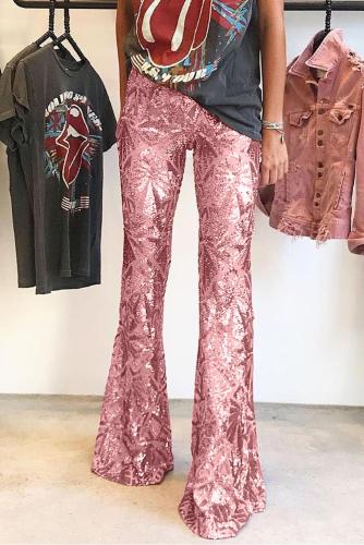 Pink Sequin Bell Bottoms