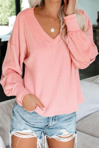 Pink The Morning View Thermal Knit Top