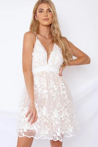 Cross Hollow-out Back Lace Dress