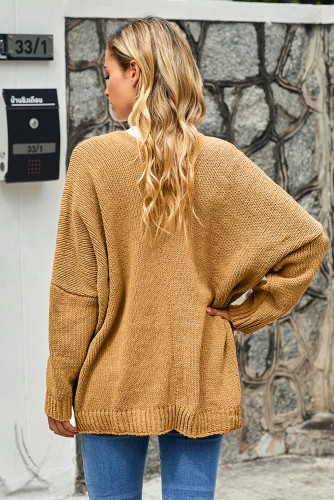 Brown Oversize Button Front Cardigan