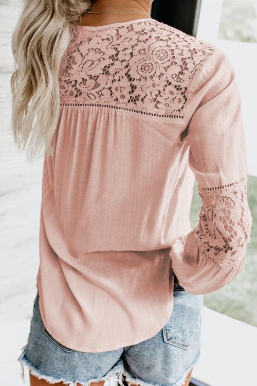 Aprciot Hi-lo Hemline Lace Blouse