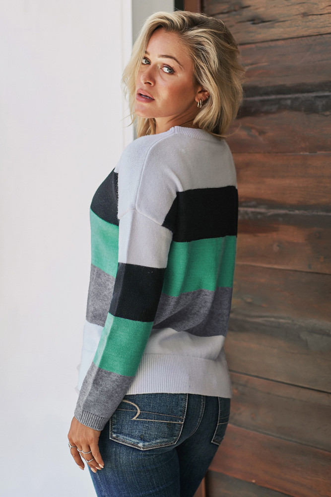 Green Catch Feels Colorblock Sweater