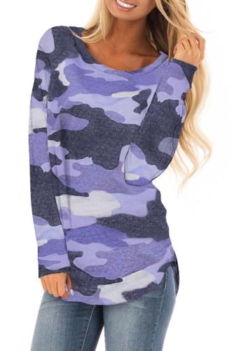 Blue Stand For Something Camo Knit Top