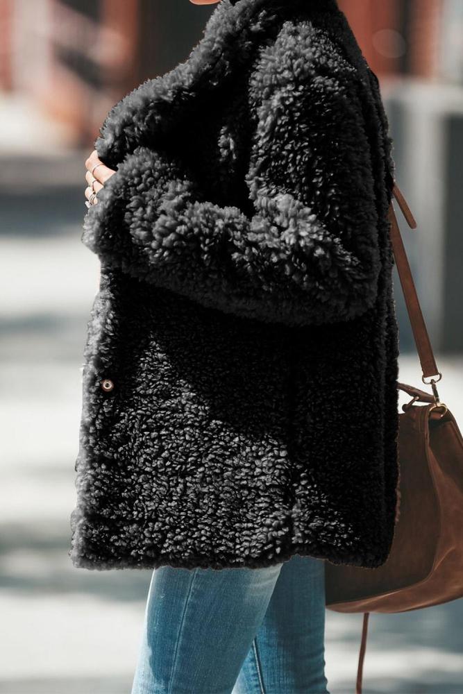 Black Iconic Pocketed Sherpa Jacket