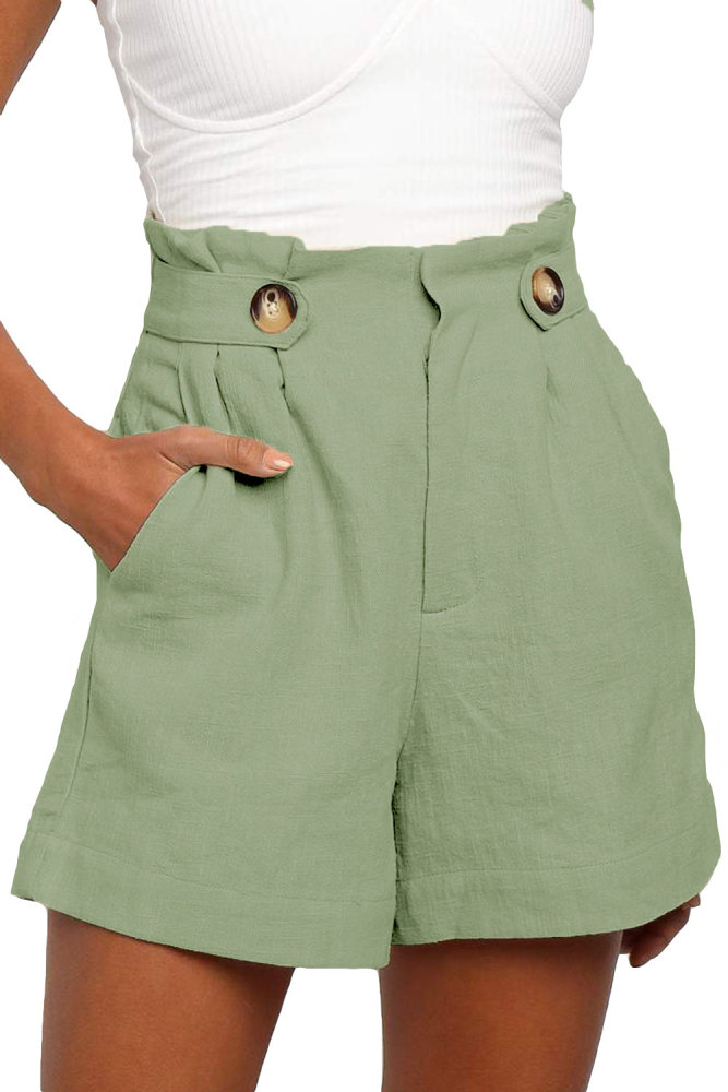 Green Frilled High Waist Shorts