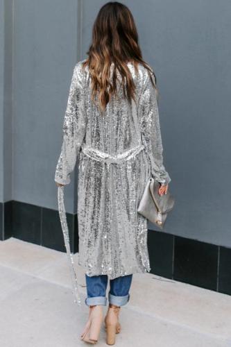 Major Compliments Sequin Duster Cardigan