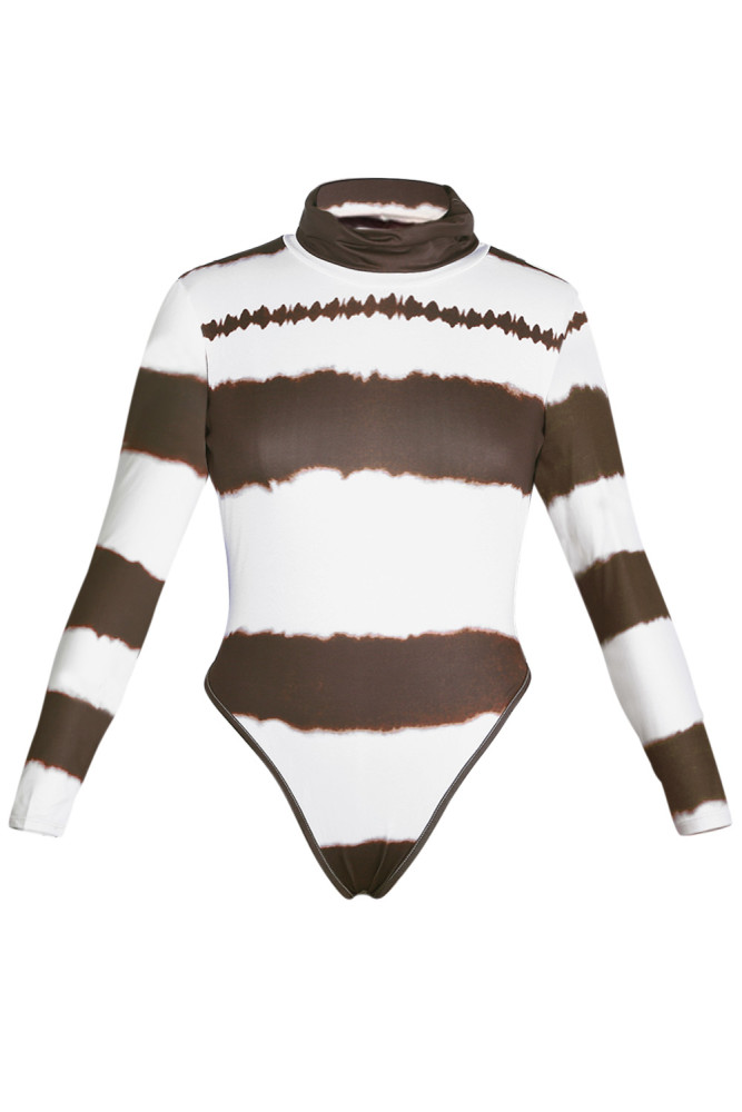 Color Block Tie Dye High Neck Bodysuit