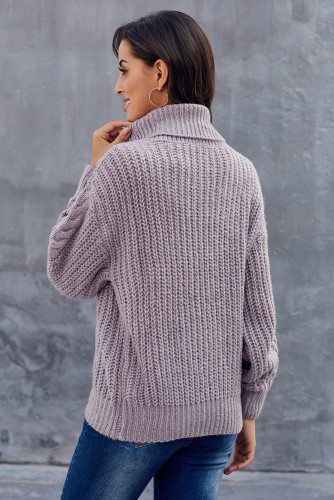 Purple Chunky Turtleneck Sweater