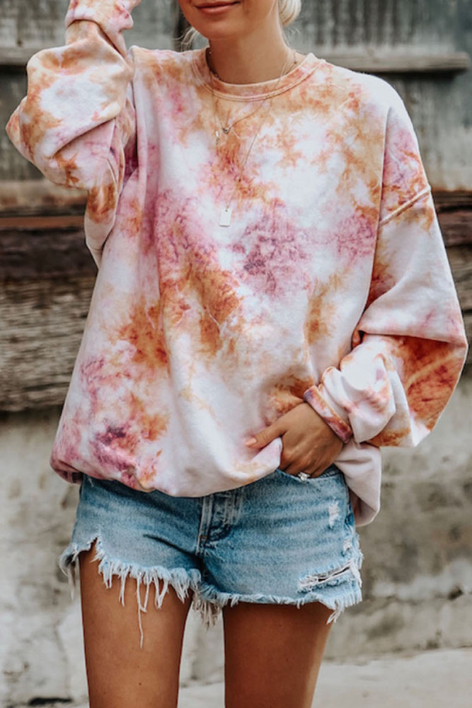 Multicolor Tie-dyed Round Neck Sweatshirt
